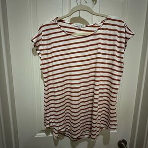 Green Envelope Short Sleeve Top with Red Stripes